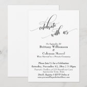 エレガント シンプル お祝いに 黒と白 招待状 (正面/裏面)