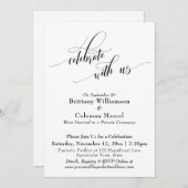 エレガント シンプル お祝いを共に 黒と白 招待状 (正面/裏面)