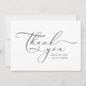 エレガント シンプル ウェディング サンクス スクリプト フォト サンキューカード (正面)