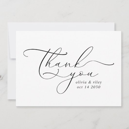 エレガント シンプル ウェディング サンクス スクリプト フォト サンキューカード (正面)