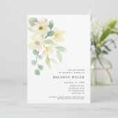 エレガント シンプル ウォーターカラー グリーンの花のブライダルシャワー 招待状 (スタンド正面)