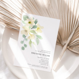 エレガント シンプル ウォーターカラー グリーン ブライダル シャワー 招待状