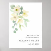 エレガント シンプル ウォーターカラー ブライダル シャワー ウェルカム ポスター (正面)