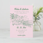 エレガント シンプル カトリック 手描き 教会 結婚式 招待状 (スタンド正面)