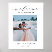 エレガント シンプル カリグラフィー フォト ウェディング ウェルカム ポスター (正面)