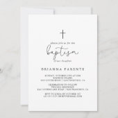 エレガント シンプル カリグラフィー 洗礼 招待状 (正面)