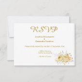 エレガント シンプル ゴールド ゴールド フローラル ゴールド RSVP 招待状 (正面)