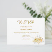 エレガント シンプル ゴールド ゴールド フローラル ゴールド RSVP 招待状 (スタンド正面)