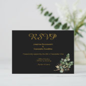 エレガント シンプル ゴールド ネイティブ ゴールド ブラック RSVP 招待状 (スタンド正面)