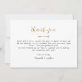 エレガント シンプル ゴールド フラワー ネイビー ブルー サンキューカード (裏面)