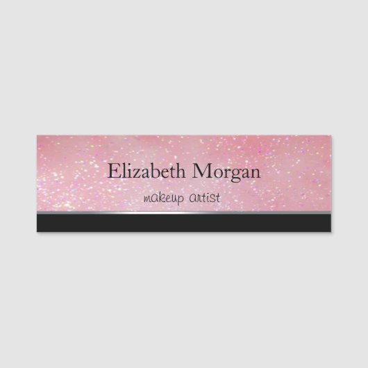 エレガント シンプル シルバー ストライプ 名札 (正面)