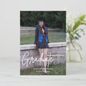 エレガント シンプル スクリプト 卒業写真 卒業 招待状 (スタンド正面)