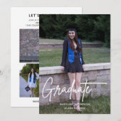 エレガント シンプル スクリプト 卒業写真 卒業 招待状 (正面/裏面)