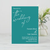 エレガント シンプル タイポグラフィ ティール 結婚式 招待状 (スタンド正面)