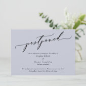 エレガント シンプル ダスティーブルー 延期 ウェディングカード 招待状 (スタンド正面)