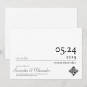 エレガント シンプル フォーマル スクリプト 非写真 ウェディング セーブザデート (正面/裏面)