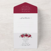 エレガント シンプル フラワーバーガンディ オールインワン ウェディング オールインワン招待状 (外側)
