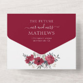 エレガント シンプル フラワーバーガンディ オールインワン ウェディング オールインワン招待状 (裏面)