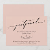 エレガント シンプル ブラッシュ ピンク 延期 ウェディング カード (正面/裏面)