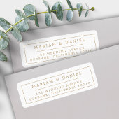 エレガント シンプル ボーダー ゴールド ウェディング リターン アドレス ラベル