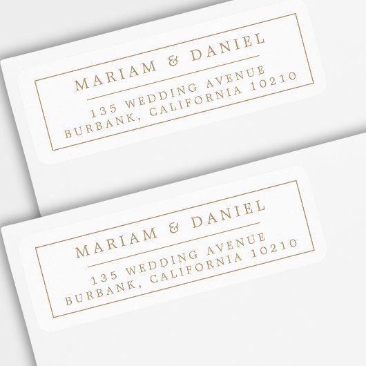 エレガント シンプル ボーダー ゴールド ウェディング 返信住所 ラベル