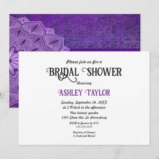 エレガント シンプル ミニマル スクリプト ブライズ シャワー 招待状 (正面/裏面)