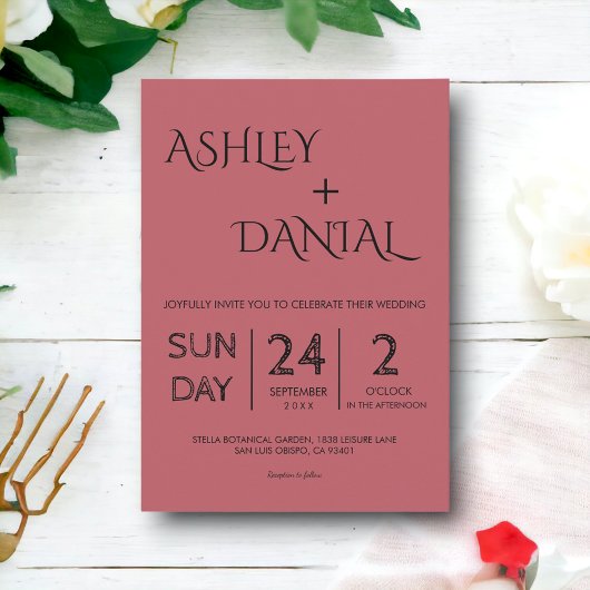 エレガント シンプル ミニマル スクリプト モダン ウェディング 招待状