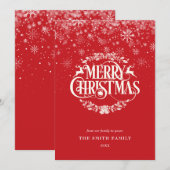 エレガント シンプル メリークリスマス 雪の結晶 モダン シーズンカード (正面/裏面)