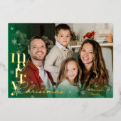 エレガント シンプル モダン ミニマル ファミリーフォト 箔シーズンカード (正面)