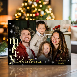 エレガント シンプル モダン ミニマル ファミリーフォト 箔シーズンカード