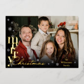 エレガント シンプル モダン ミニマル ファミリーフォト 箔シーズンカード (正面)