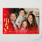 エレガント シンプル モダン ミニマル ファミリーフォト 箔シーズンカード (正面)