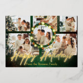 エレガント シンプル モダン ミニマル ファミリー フォト フォイル ホ 箔シーズンカード (正面)