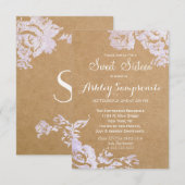 エレガント シンプル モダン ローズ フラワーフォイル シルバー 招待状 (正面/裏面)