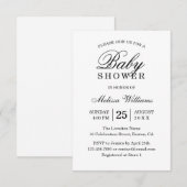 エレガント シンプル モノクロ ベビーシャワー 招待状 (正面/裏面)