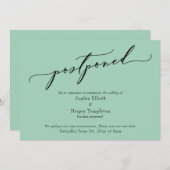 エレガント シンプル ライトグリーン 延期 ウェディングカード 招待状 (正面/裏面)