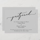 エレガント シンプル ライトグレー 延期 ウェディングカード 招待状 (正面/裏面)