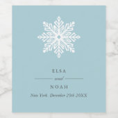 エレガント シンプル ライトブルー スノーフレーク モノグラム ワインラベル (シングルラベル)