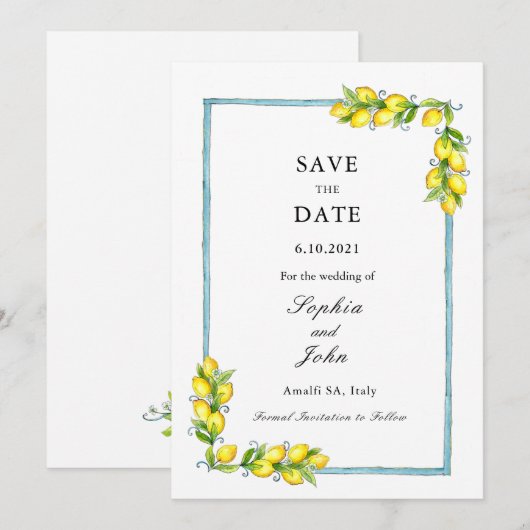 エレガント シンプル ヴィンテージ レモン save the date セーブザデート (正面/裏面)