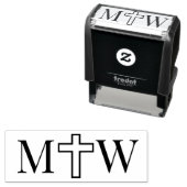 エレガント シンプル 十字架 カップル イニシャル モノグラム セルフインキングスタンプ (インサイチュ)