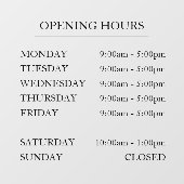 エレガント シンプル 営業時間 ガラス ウィンドウサイン (シート)