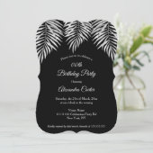 エレガント シンプル 黒 灰色 ヤシの木 誕生日パーティー 招待状 (スタンド正面)