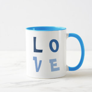 エレガント, シンプルLOVE Square in Blueタイポグラフィ マグカップ