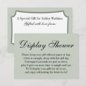 エレガント、シンプルNo Wrapブライダルシャワー、Sage Green エンクロージャーカード (正面/裏面)