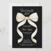 エレガント シーズ タイイング ザ ノット ボウ ブライダル シャワー 招待状 (正面)