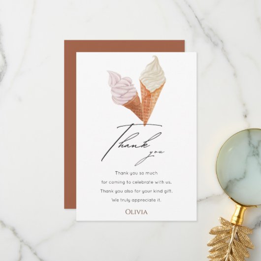 エレガント シーズ ビーン スクープ アップ ブライズ シャワー サンキューカード (正面/裏面インサイチュ)