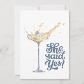 エレガント シー セッド イェス シャンパン 婚約パーティー 招待状 (正面)