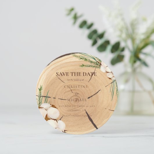 エレガント&シ素朴ックの結婚木材は日付を保存 (スタンド正面)