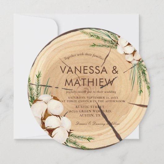 エレガント&シ素朴ッ結婚クの木の切りユニーク口 招待状 (正面)