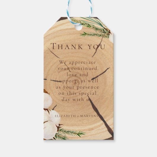 エレガント&シ素朴ッ結婚クの木製ありがとう ギフトタグ (正面)